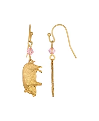 2028 Gold-Tone Pig Drop Earrings
