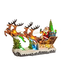 Kurt Adler 8.7" Battery-Operated Led Musical Santa and Sleigh Table Piece