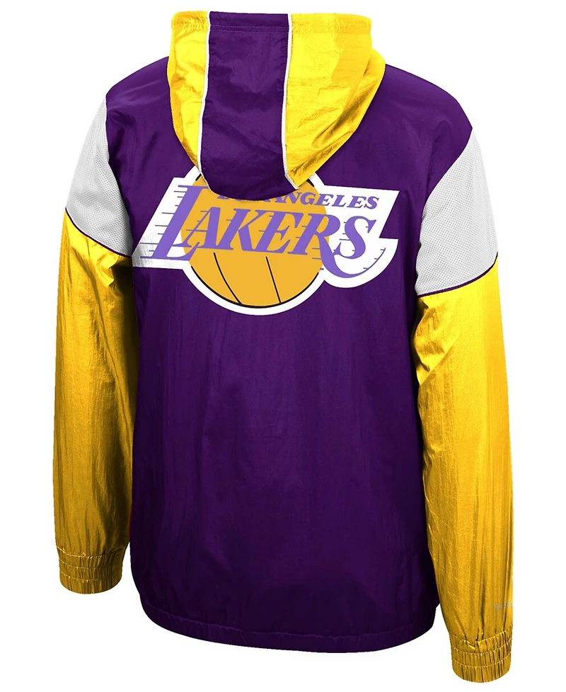 Mitchell & Ness Men's Los Angeles Lakers Highlight Reel Windbreaker Half-Zip Hoodie Jacket