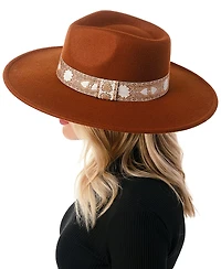 Marcus Adler Women's Wool Blend Felt Hat with Floral Print Band