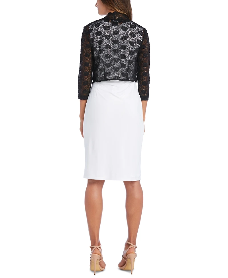 R & M Richards Scalloped Sequin Lace Bolero