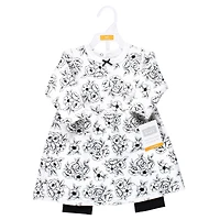 Hudson Baby Toddler Girls Quilted Cotton Dress and Leggings, Black Gold Plaid