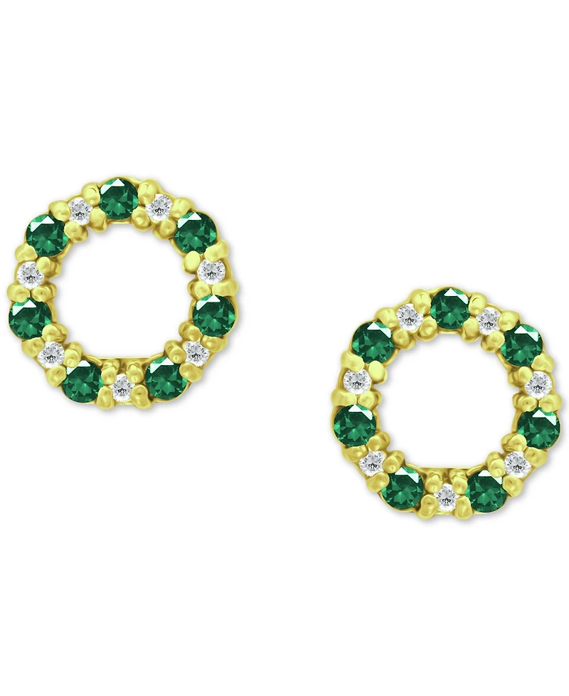 Giani Bernini Lab-Grown Green Quartz & Cubic Zirconia Circle Stud Earrings in 18k Gold-Plated Sterling Silver, Created for Macy's
