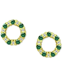 Giani Bernini Lab-Grown Green Quartz & Cubic Zirconia Circle Stud Earrings in 18k Gold-Plated Sterling Silver, Created for Macy's