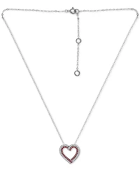 Giani Bernini Lab-Grown Ruby & Cubic Zirconia Heart Pendant Necklace in Sterling Silver, 16" + 2" extender, Created for Macy's
