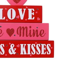 Glitzhome 11.25" Lighted Valentine's Wooden Block Table Sign