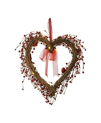 Glitzhome 17" Lighted Valentine's Berry Heart Wreath