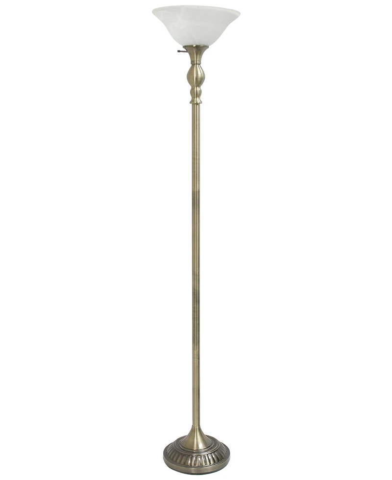 Lalia Home Classic 1 Light Torchiere Floor Lamp with Marbleized Glass Shade