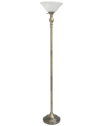 Lalia Home Classic 1 Light Torchiere Floor Lamp with Marbleized Glass Shade