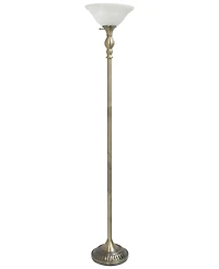 Lalia Home Classic 1 Light Torchiere Floor Lamp with Marbleized Glass Shade