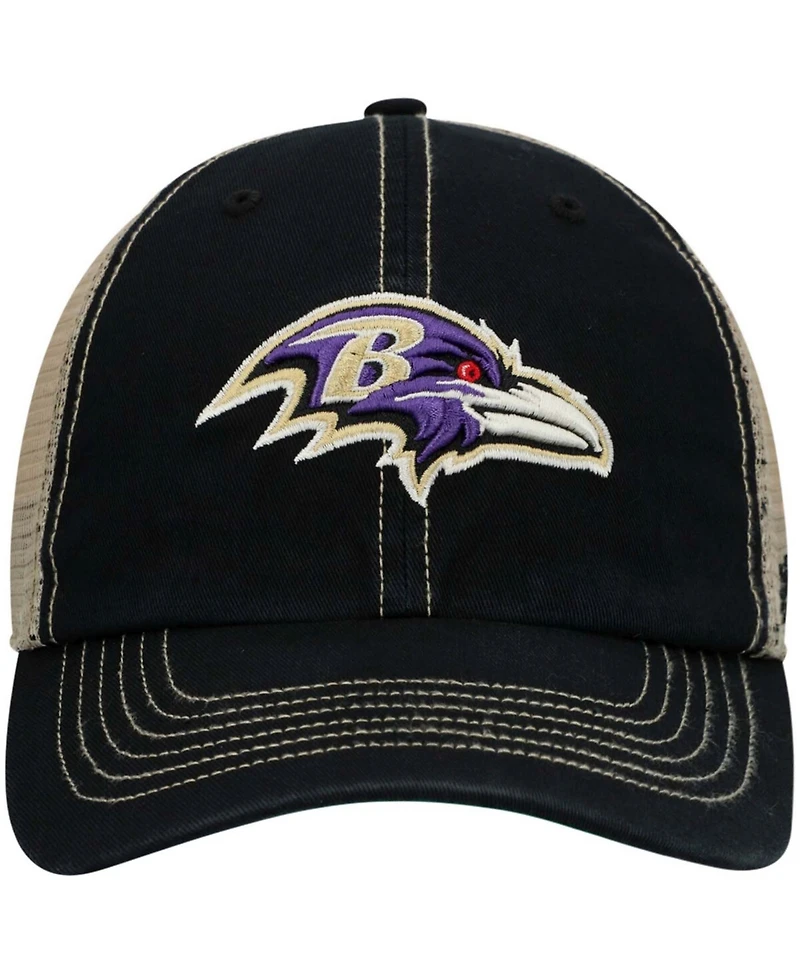 Men's Black, Natural Baltimore Ravens Trawler Trucker Clean Up Snapback Hat