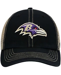 Men's Black, Natural Baltimore Ravens Trawler Trucker Clean Up Snapback Hat