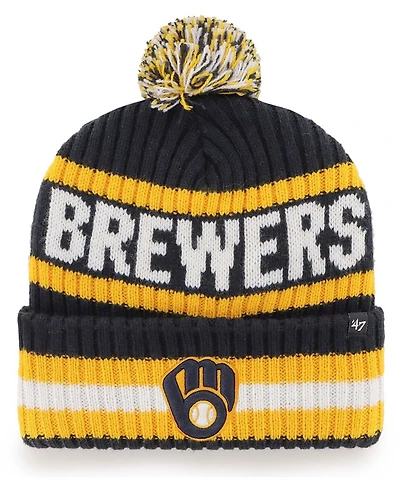 Men's Navy Milwaukee Brewers Bering Cuffed Knit Hat with Pom