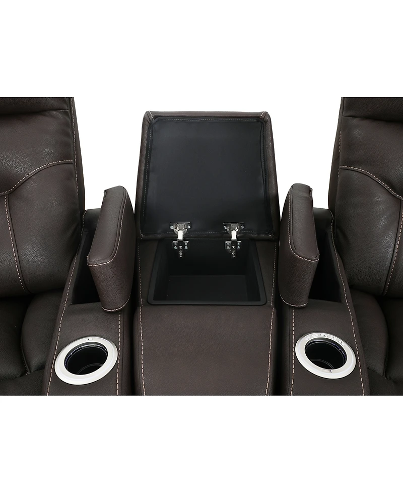 Jabarr -Pc. Beyond Leather Theater Seating with Consoles