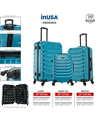 InUSA Endurance Lightweight Hardside Spinner Luggage Set, 3 piece