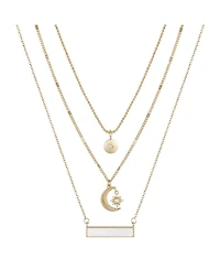 14K Gold Flash-Plated 3-Piece Celestial Layered Pendant Set