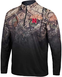 Men's Black Nebraska Huskers Mossy Oak Fleet Ii Quarter-Zip Jacket