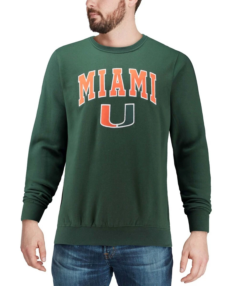 Colosseum Men's Miami Hurricanes Arch & Logo Crew Neck Sweatshirt
