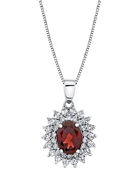 Rhodolite Garnet (2-1/10 ct. t.w.) & White Topaz (1-1/4 ct. t.w.) Halo 18" Pendant Necklace in Sterling Silver