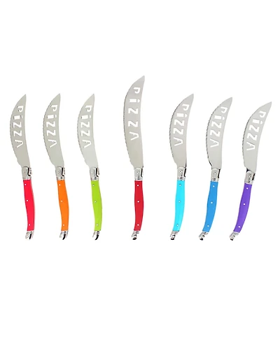 French Home 7 Piece Laguiole Pizza Knife Set, Rainbow Colors