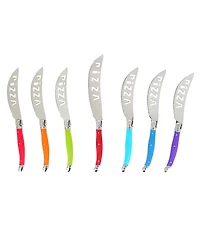 French Home 7 Piece Laguiole Pizza Knife Set, Rainbow Colors