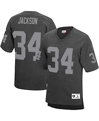 Men's Bo Jackson Black Los Angeles Raiders Retired Player Name and Number Acid Wash Top