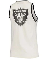 Women's White and Black Las Vegas Raiders Throwback Pop Binding Scoop Neck Tank Top
