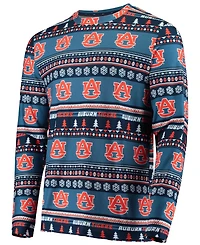 Men's Navy Auburn Tigers Ugly Sweater Knit Long Sleeve Top and Pant Set
