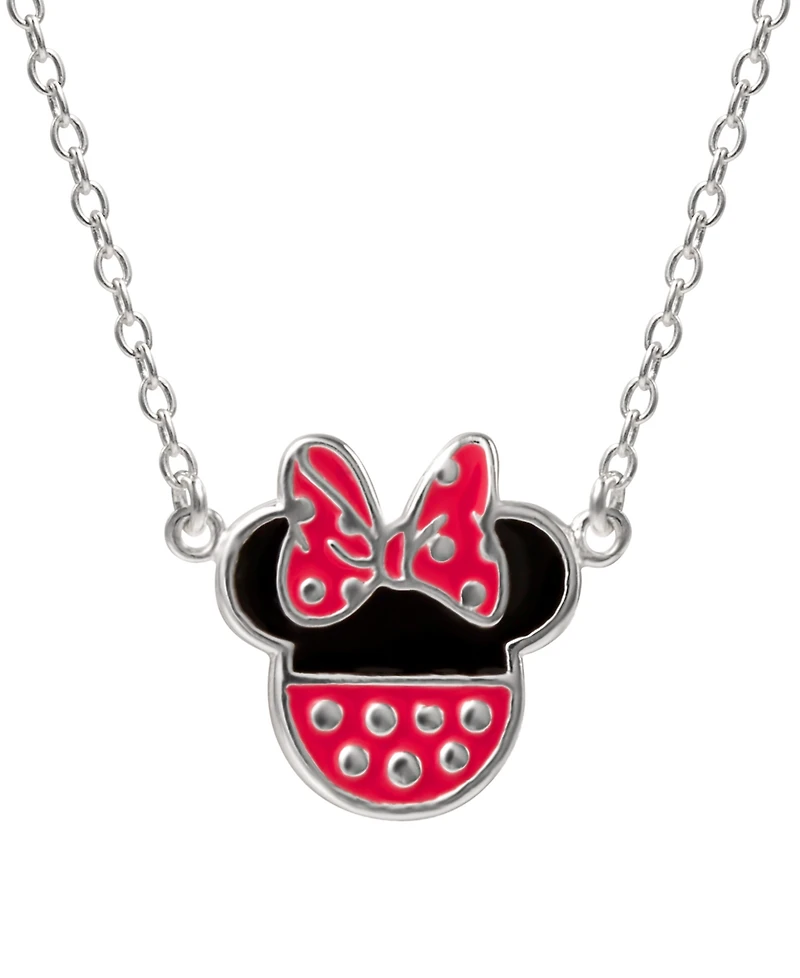 Disney Minnie Mouse Enamel Pendant Necklace in Sterling Silver, 16" + 2" extender