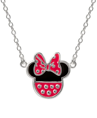 Disney Minnie Mouse Enamel Pendant Necklace in Sterling Silver, 16" + 2" extender