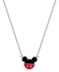 Disney Mickey Mouse Enamel Pendant Necklace in Sterling Silver, 16" + 2" extender