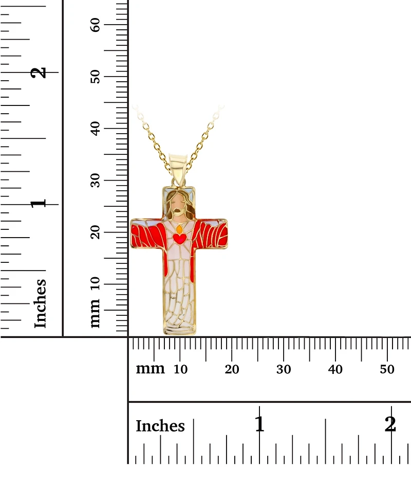 Enamel Jesus Cross 18" Pendant Necklace in 14k Gold