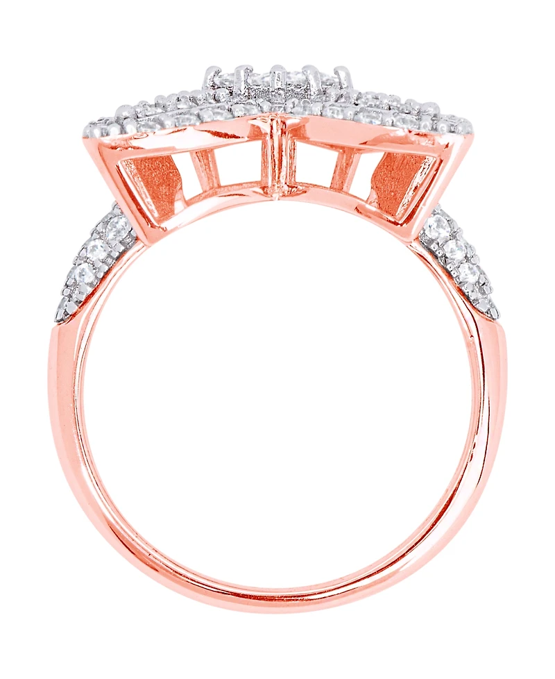 Cubic Zirconia Butterfly Ring Fine Rose Gold Plate or Silver