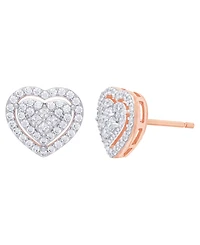 Cubic Zirconia Heart Earrings in Fine Rose Gold Plate or Fine Silver Plate
