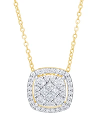 Cubic Zirconia Cushion Necklace in Fine Gold Plate or Fine Silver Plate