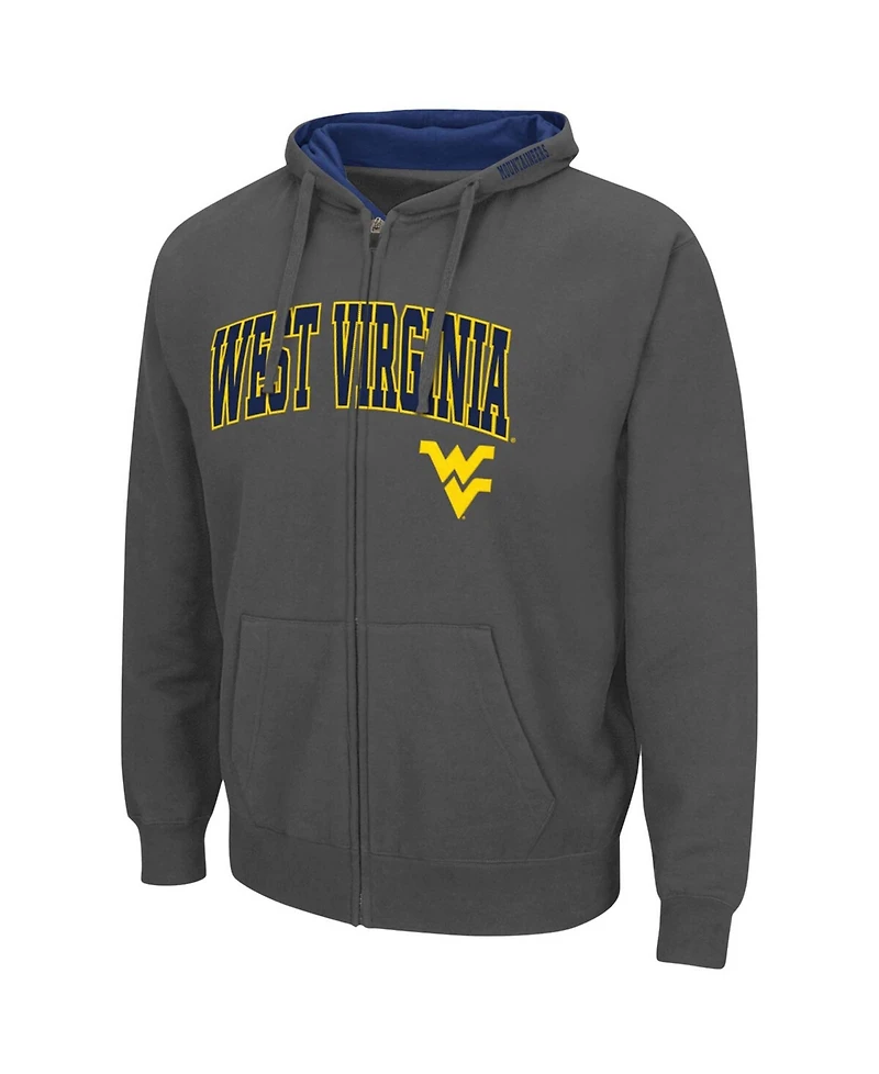 Men's Colosseum West Virginia Mountaineers Arch and Logo 3.0 Full-Zip Hoodie