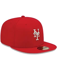 Men's Red New York Mets Logo White 59FIFTY Fitted Hat