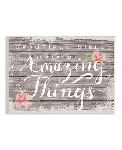 Stupell Industries Beautiful Girl Inspirational Kids Flower Word Design Wall Plaque Art, 13" x 19"