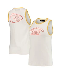 Women's White and Gold Kansas City Chiefs Throwback Pop Binding Scoop Neck Tank Top