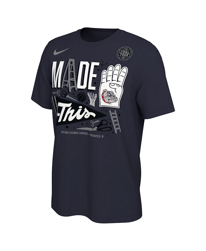 Men's Navy Gonzaga Bulldogs 2021 Ncaa Basketball Tournament March Madness Final Four Bound Locker Room T-shirt
