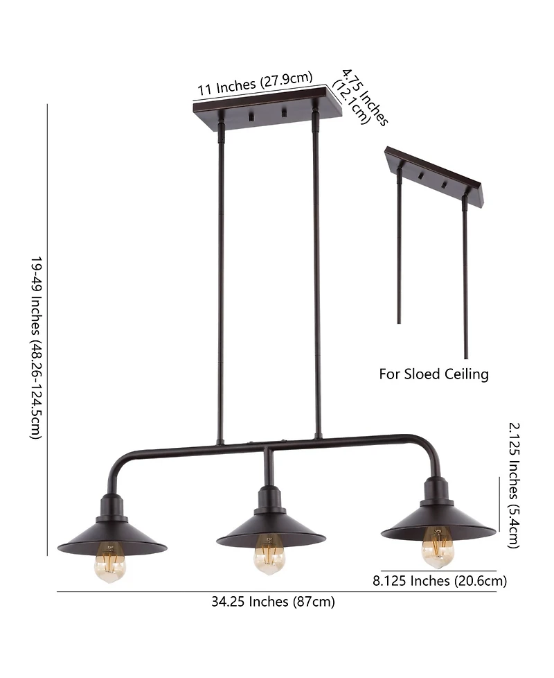 Cade 3-Light Metal Farmhouse Industrial Led Pendant
