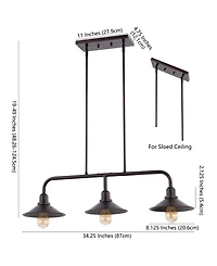 Cade 3-Light Metal Farmhouse Industrial Led Pendant