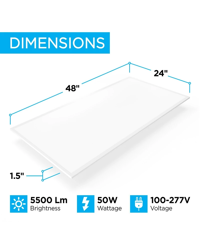 50-Watt Dimmable Integrated Led Flat Panel Flush Mount Light with 5500 Lumens 5000K, Set of 2
