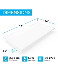 50-Watt Dimmable Integrated Led Flat Panel Flush Mount Light with 5500 Lumens 5000K, Set of 2