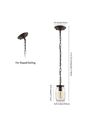 Gaines 1-Light Farmhouse Industrial Iron Mason Jar Led Pendant