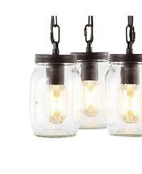 Gaines 3-Light Farmhouse Industrial Iron Mason Jar Led Semi Flush Mount