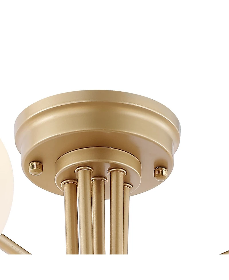 Olivier Parisian 24" 6-Light Globe Modern Industrial Iron Bistro Led Semi Flush Mount, Gold