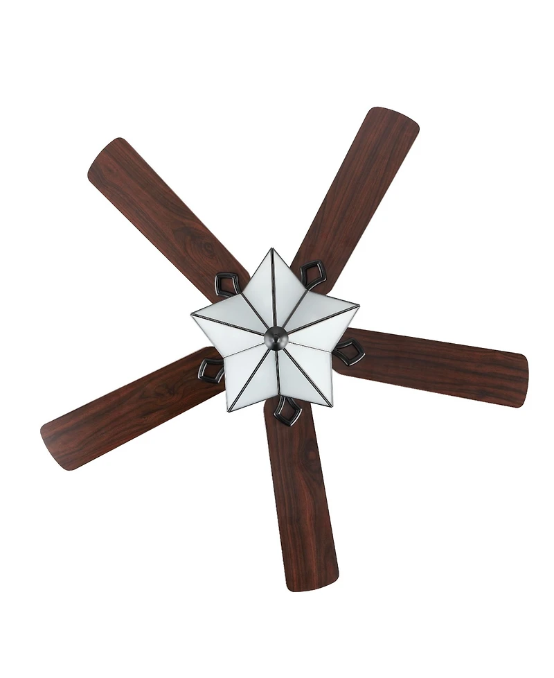 Moravia 5-Light Farmhouse Rustic Iron Star Shade Led Ceiling Fan with Remote