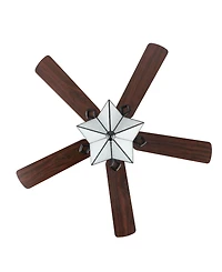 Moravia 5-Light Farmhouse Rustic Iron Star Shade Led Ceiling Fan with Remote