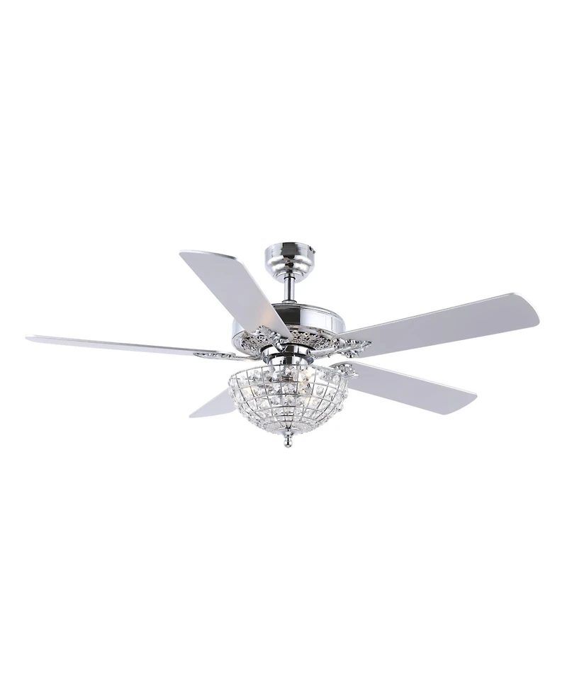 Mandy 3-Light Glam Classic Crystal Dome Shade Led Ceiling Fan with Remote